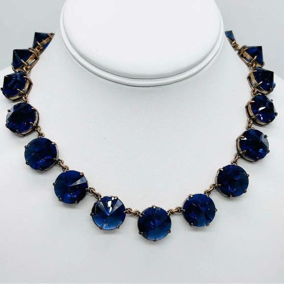 J. Crew Blue Rivoli Jeweled Necklace - Picture 2 of 6